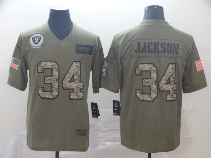 Men Oakland Raiders 34 Jackson green Nike Olive Salute To Service Limited NFL Jersey